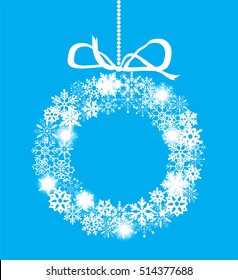 vector illustration of Christmas wreath made of snowflakes