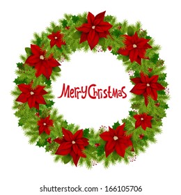 Vector illustration of a Christmas wreath on white background