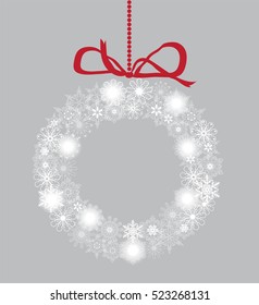 vector illustration of a Christmas wreath with snowflakes and reindeer