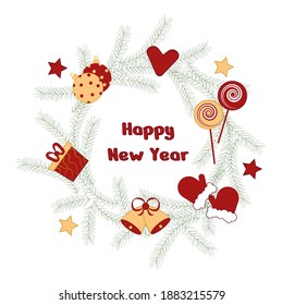 Vector illustration of a Christmas wreath. 
Suitable for use as a banner, print or postcard