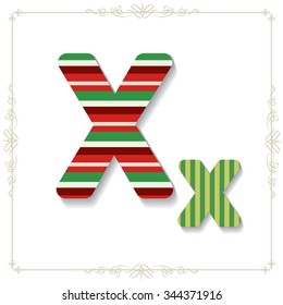 Vector illustration of a  Christmas/New Year related font. for your art and design. Letter x