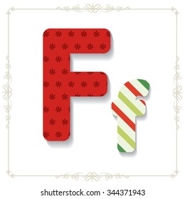Vector illustration of a  Christmas/New Year related font. for your art and design. Letter F