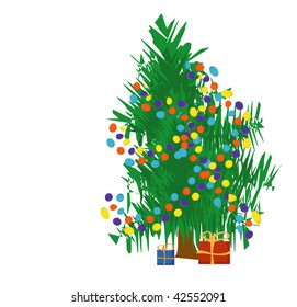 vector illustration of christmass tree isolated on white