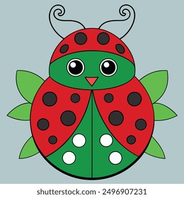 Vector Illustration of a Christmas-Style Ladybug in Illustrator