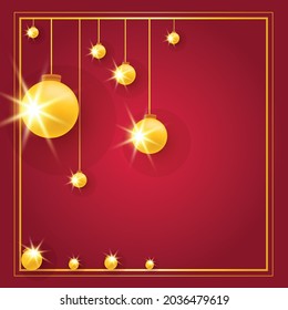 Vector illustration, christmast greeting card with red background. Invitation card.