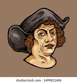 Vector illustration of Christopher Columbus character in cartoon style