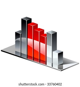Vector illustration of chrome red graph. Please visit my  gallery for more!