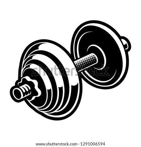 Vector illustration of a chromed dumbbell on the white background. 