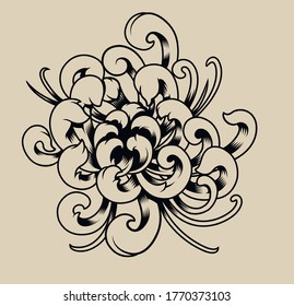 Vektorgrafik von Chrysanthemum auf hellem Hintergrund. Einzeln mit weißem Hintergrund.