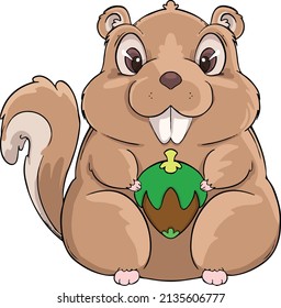 a vector illustration of a chubby and fat squirrel 