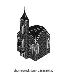 Vector illustration of church and catholic sign. Collection of church and medieval stock symbol for web.