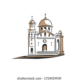vector illustration of church landscape