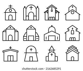 vector illustration of church line style icon set, building. vector designs that are suitable for websites, applications, apps.