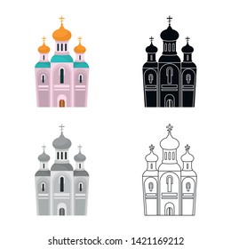 Vector illustration of church and orthodox logo. Collection of church and christmas vector icon for stock.