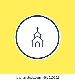 Vector Illustration Of Church Outline. Beautiful  Element Also Can Be Used As Building Element.
