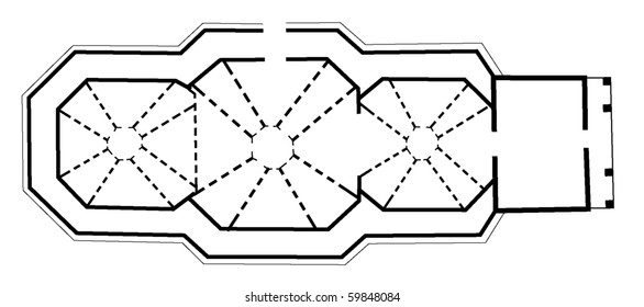 vector illustration of a churchs plan. building