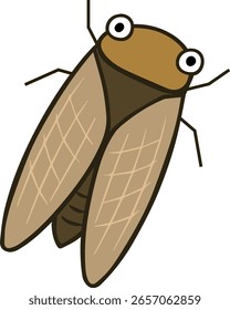 Ilustración vectorial de una cigarra, símbolo del verano en Japón