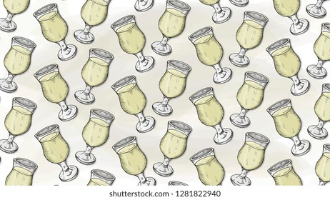Vector Illustration of Cider Glasses Pattern Sketch Style