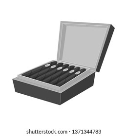 Vector illustration of cigar and box sign. Collection of cigar and pack  vector icon for stock.
