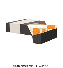 Vector illustration of cigarette and box symbol. Set of cigarette and pack stock symbol for web.