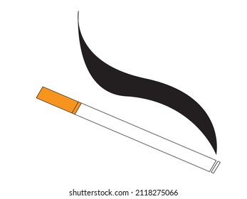 vector illustration, cigarette burning with black smoke
