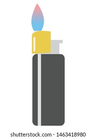 vector illustration of cigarette lighter with flame