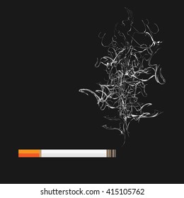 vector illustration / cigarette poster / cloud of smoke and cigarette