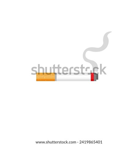 Vector illustration, cigarette smokes, lit cigarette, cigarette smoke