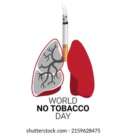 vector illustration of cigarette with unhealthy human lung, world no tobacco day design concept.