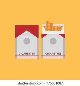 Vector illustration of Cigarettes pack, an open and closed one
