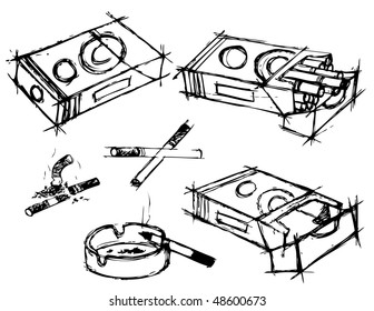 vector illustration of cigarettes sketch