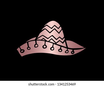 Vector Illustration of Cinco De Mayo Hat with Elegant Rose Gold Color. Graphic Design for Company, Shirt, Icon, Layout, Background, Template and more.