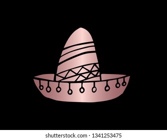 Vector Illustration of Cinco De Mayo Hat with Elegant Rose Gold Color. Graphic Design for Company, Shirt, Icon, Layout, Background, Template and more.