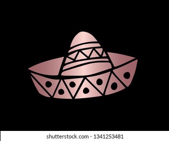 Vector Illustration of Cinco De Mayo Hat with Elegant Rose Gold Color. Graphic Design for Company, Shirt, Icon, Layout, Background, Template and more.