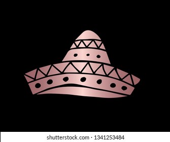 Vector Illustration of Cinco De Mayo Hat with Elegant Rose Gold Color. Graphic Design for Company, Shirt, Icon, Layout, Background, Template and more.