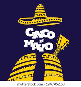 Vector illustration of Cinco de Mayo. Design with lettering, and national elements of the holiday.
