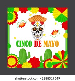 Vector illustration of Cinco de Mayo greeting, social media feed design cover banner post flyer poster background 