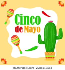 Vector illustration of Cinco de Mayo greeting, social media feed design cover banner post flyer poster background 