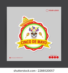 Vector illustration of Cinco de Mayo greeting, social media feed design cover banner post flyer poster background 