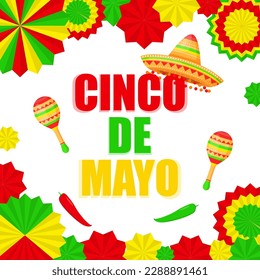 Vector illustration of Cinco de Mayo greeting, social media feed design cover banner post flyer poster background 