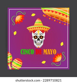 Vector illustration of Cinco de Mayo greeting, social media feed design cover banner post flyer poster background 