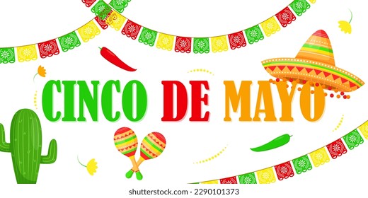 Vector illustration of Cinco de Mayo greeting, social media feed design cover banner post flyer poster background 