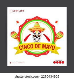 Vector illustration of Cinco de Mayo greeting, social media feed design cover banner post flyer poster background 