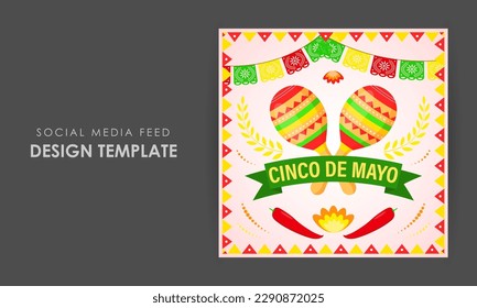 Ejemplo vectorial de la historia de Cinco de Mayo en los medios sociales: un folleto de la plantilla de parodias