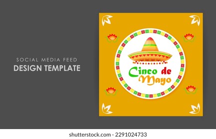 Vector illustration of Cinco de Mayo social media story feed set mockup template poster flyer