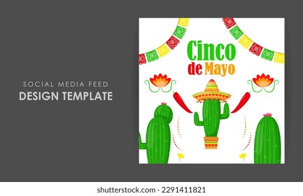 Ejemplo vectorial de la historia de Cinco de Mayo en los medios sociales: un folleto de la plantilla de parodias