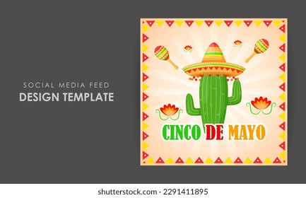 Ejemplo vectorial de la historia de Cinco de Mayo en los medios sociales: un folleto de la plantilla de parodias