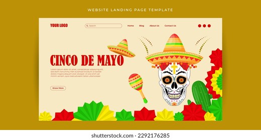 Vector illustration of Cinco de Mayo Website landing page banner mockup Template