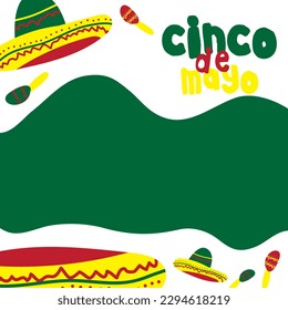 Vector illustration of Cinco de Mayo greeting, social media feed design cover banner post flyer poster background