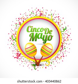 Vector illustration of Cinco De Mayo celebration typography background.